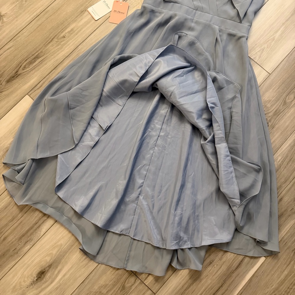 JJ's House Dusty Blue Chiffon Midi Dress Size 10 Bridesmaid - Picture 8 of 13